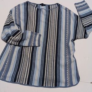 CHAPS cotton blend vertical stripe dolman sleeve pullover sweater, 1X